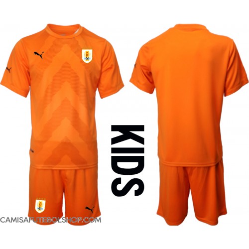 Camisa de time de futebol Uruguai Goleiro Replicas 2º Equipamento Infantil Mundo 2022 Manga Curta (+ Calças curtas)